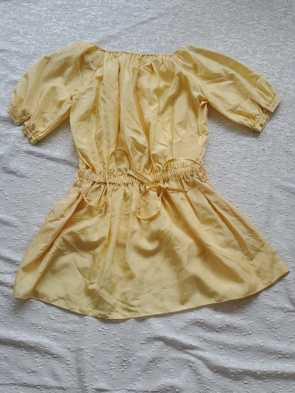 Luxury Yellow Off-Shoulder Tie-Waist Tunic